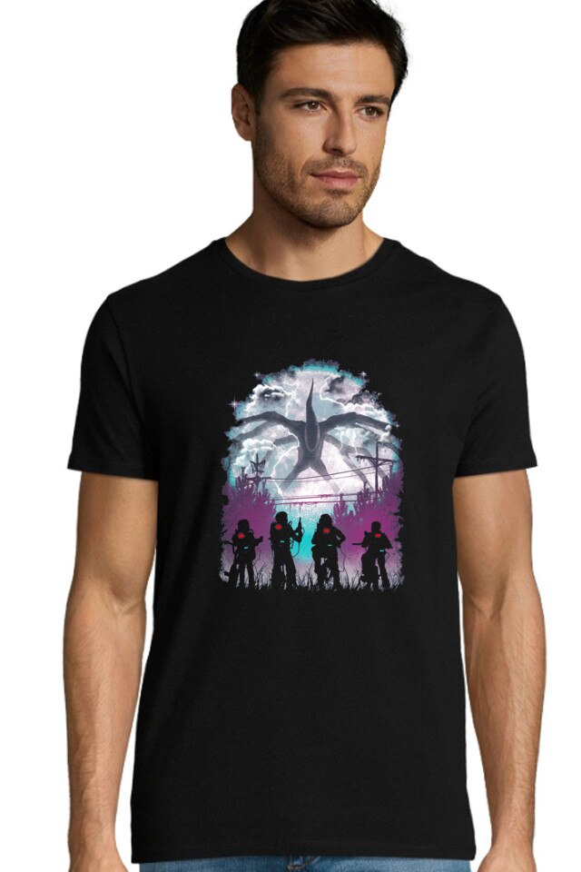 Tricou barbat personalizat ,Stranger Things Something Strange, L, Negru
