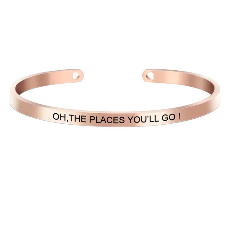 Bratara ajustabila, rose gold, gravata Oh, The places you'll go P6, Pursehuit