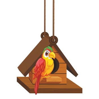 Sticker imprimat pentru perete, Orafol, Papagal rosu in colivie, multicolor, 100x100 cm Sticker imprimat pentru perete, Orafol, Papagal rosu in colivie, multicolor, 100x100 cm