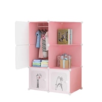 Dulap modular din plastic cu schelet metalic, D3262, culoare Roz / Alb, 110 x 75 x 37 cm