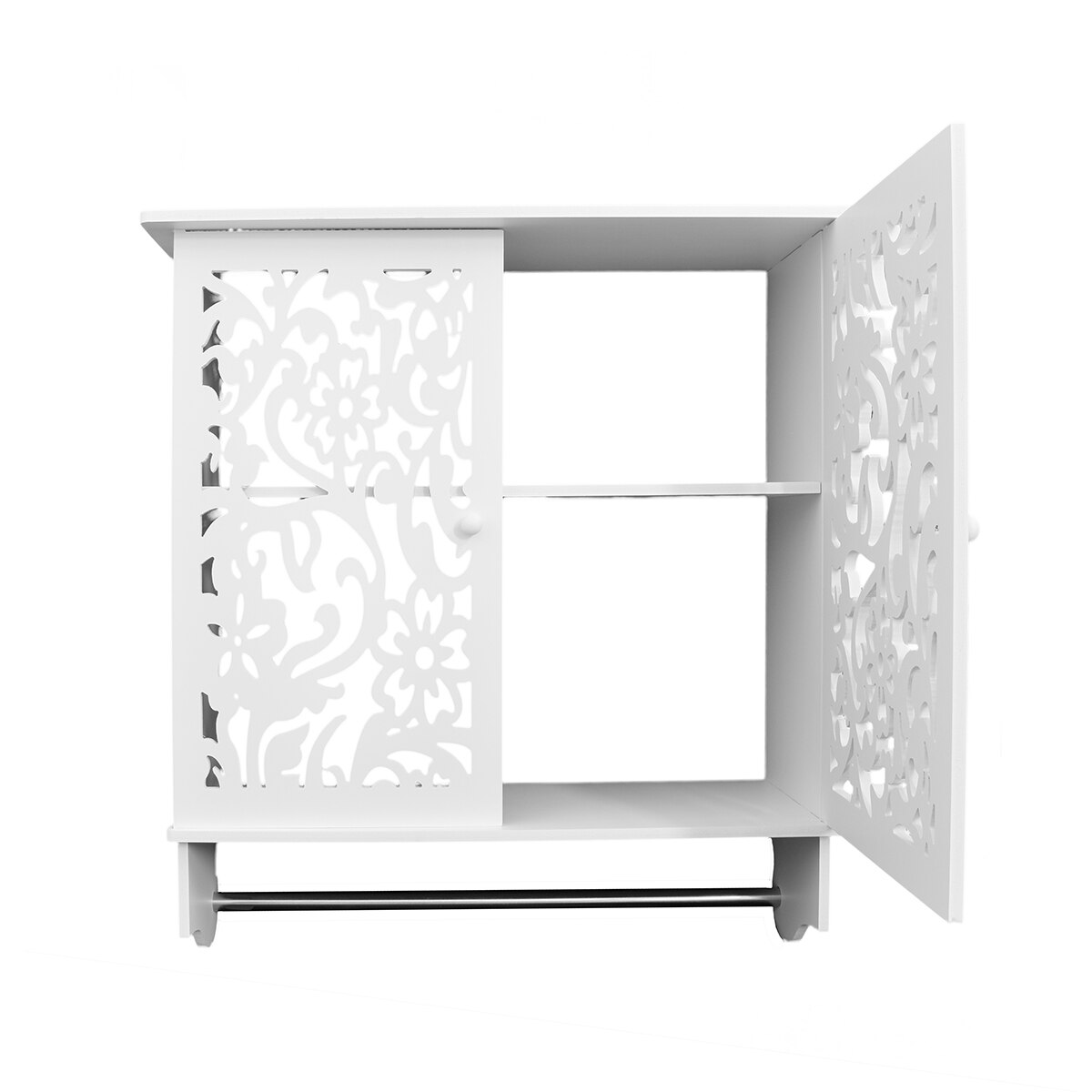 Dulapior cu 2 nivele si bara pentru prosoape, Naimeed D14, culoare Alb, 61 x 21 x 60 cm