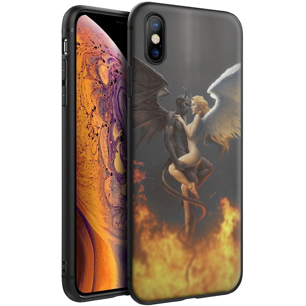 Husa iPhone X/XS - Silicon Matte - Angel and Devil