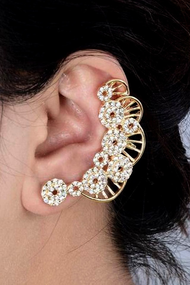 Set Cercel Ear Cuff Si Cercel Cercuri Cu Cristale Si Raze Auriu Urechea Stanga Sau Dreapta