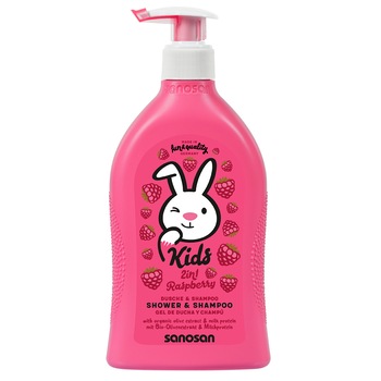 Gel de dus si sampon Sanosan Baby, zmeura, 400 ml Gel de dus si sampon Sanosan Baby, zmeura, 400 ml