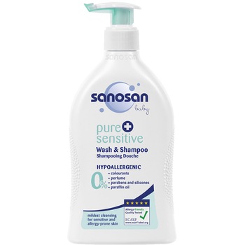 Lotiune de spalare Sanosan Baby Pure Sensitive, 200 ml Lotiune de spalare Sanosan Baby Pure Sensitive, 200 ml