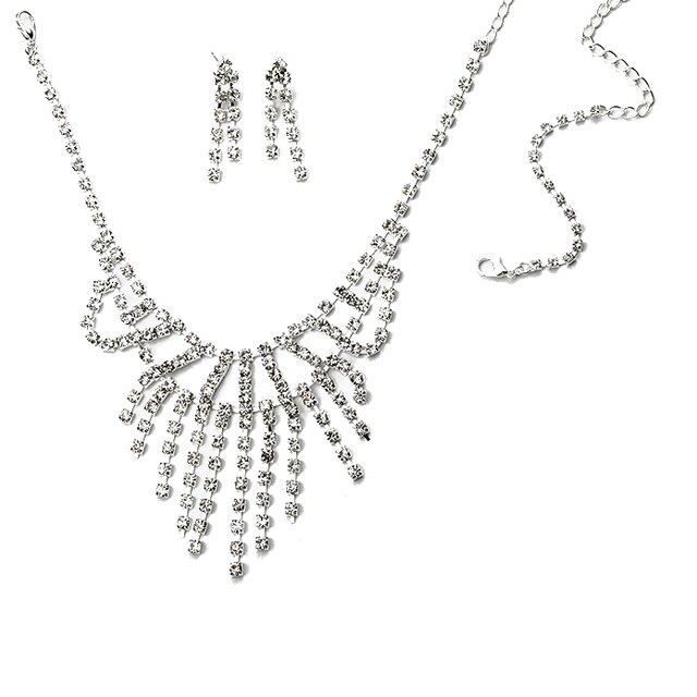 Set lantisor, bratara si cercei dama Chuns Fashion, argintii, 44 cm lungime lantisor