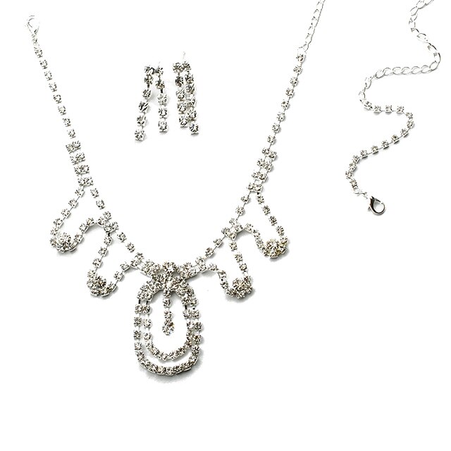 Set lantisor, bratara si cercei dama Chuns Fashion, argintii, 45 cm lungime lantisor