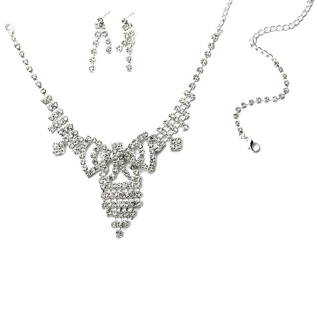 Set lantisor, bratara si cercei dama Chuns Fashion argintii 43 cm