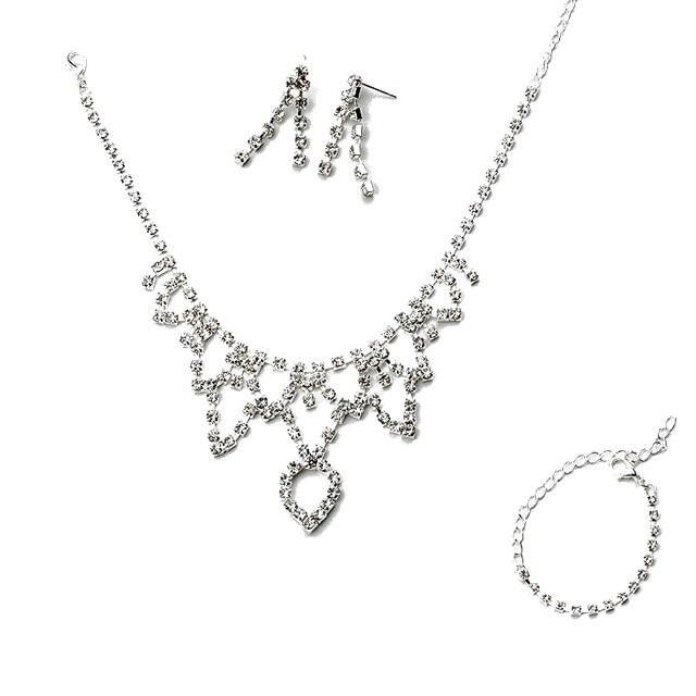 Set lantisor, bratara si cercei dama Chuns Fashion argintii 45 cm lungime lantisor