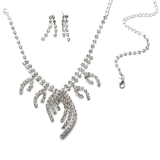 Set lantisor, bratara si cercei dama Chuns Fashion argintii 47 cm lungime lantisor