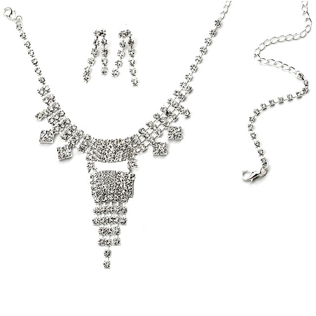Set lantisor, bratara si cercei dama Chuns Fashion argintii 42 cm lungime
