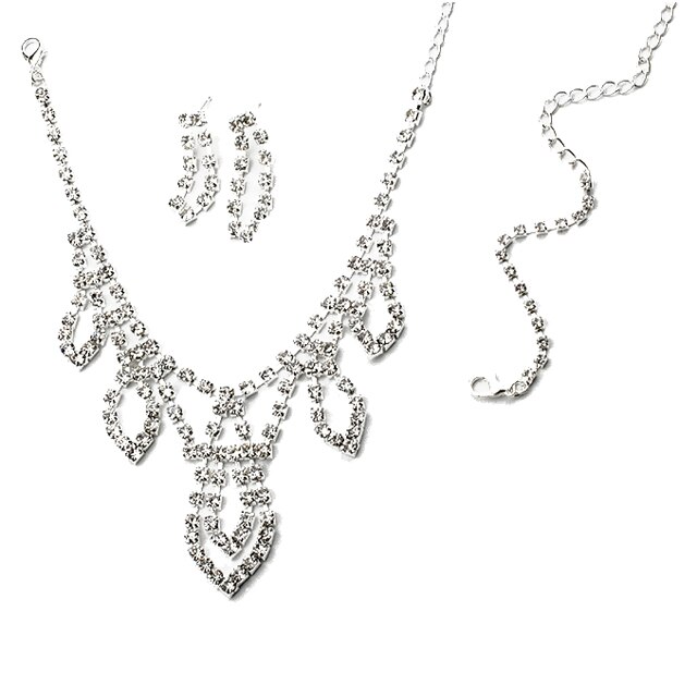 Set lantisor, bratara si cercei dama Chuns Fashion argintii 43 cm lungime lantisor