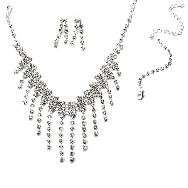 Set lantisor, bratara si cercei dama Chuns Fashion argintii 42 cm lungime lantisor
