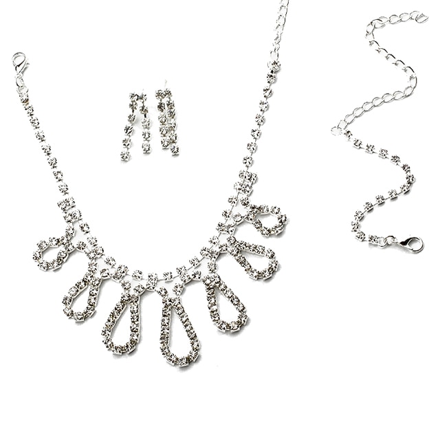 Set lantisor, bratara si cercei dama, Chuns Fashion, argintii 42 cm lungime lantisor