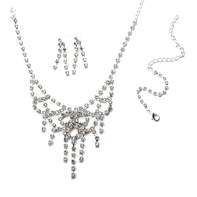 Set lantisor, bratara si cercei dama, Chuns Fashion, argintii 41 cm lungime lantisor