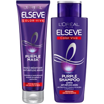 Set ingrijire par L'Oreal Paris Elseve Color Vive Purple: Sampon, 200 ml + Masca de par, 150 ml Set ingrijire par L'Oreal Paris Elseve Color Vive Purple: Sampon, 200 ml + Masca de par, 150 ml