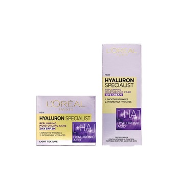Set ingrijire ten L'Oreal Paris Hyaluron Specialist cu acid hialuronic: Crema antirid de zi, 50 ml + Crema antirid de ochi, 15 ml Set ingrijire ten L'Oreal Paris Hyaluron Specialist cu acid hialuronic: Crema antirid de zi, 50 ml + Crema antirid de ochi, 15 ml