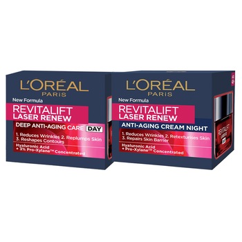 Set ingrijire ten L'Oreal Paris Revitalift Laser Renew: Crema antirid de zi, 50 ml + Crema antirid de noapte, 50 ml Set ingrijire ten L'Oreal Paris Revitalift Laser Renew: Crema antirid de zi, 50 ml + Crema antirid de noapte, 50 ml