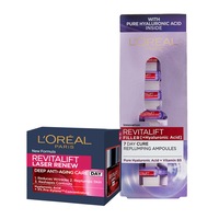 set ingrijire ten loreal paris ser fiole antirid revitalift filler cu acid hialuronic 7 x 13 ml  crema antirid de zi revitalift laser renew 50 ml imagen 37_0_
0
