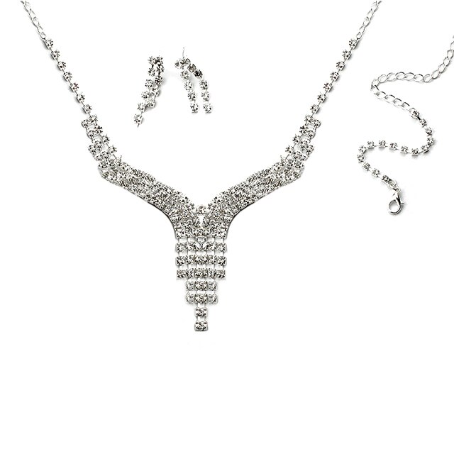 Set lantisor, bratara si cercei dama, Chuns Fashion argintii, 47 cm lungime lantisor