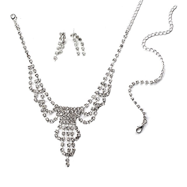 Set lantisor, bratara si cercei dama, Chuns Fashion argintii, 45 cm lungime lantisor