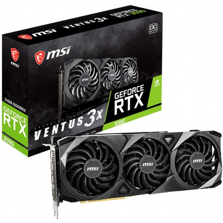 Видео карта MSI GeForce RTX 3090 24GB VENTUS 3X OC, GDDR6X, 384bit, HDMI