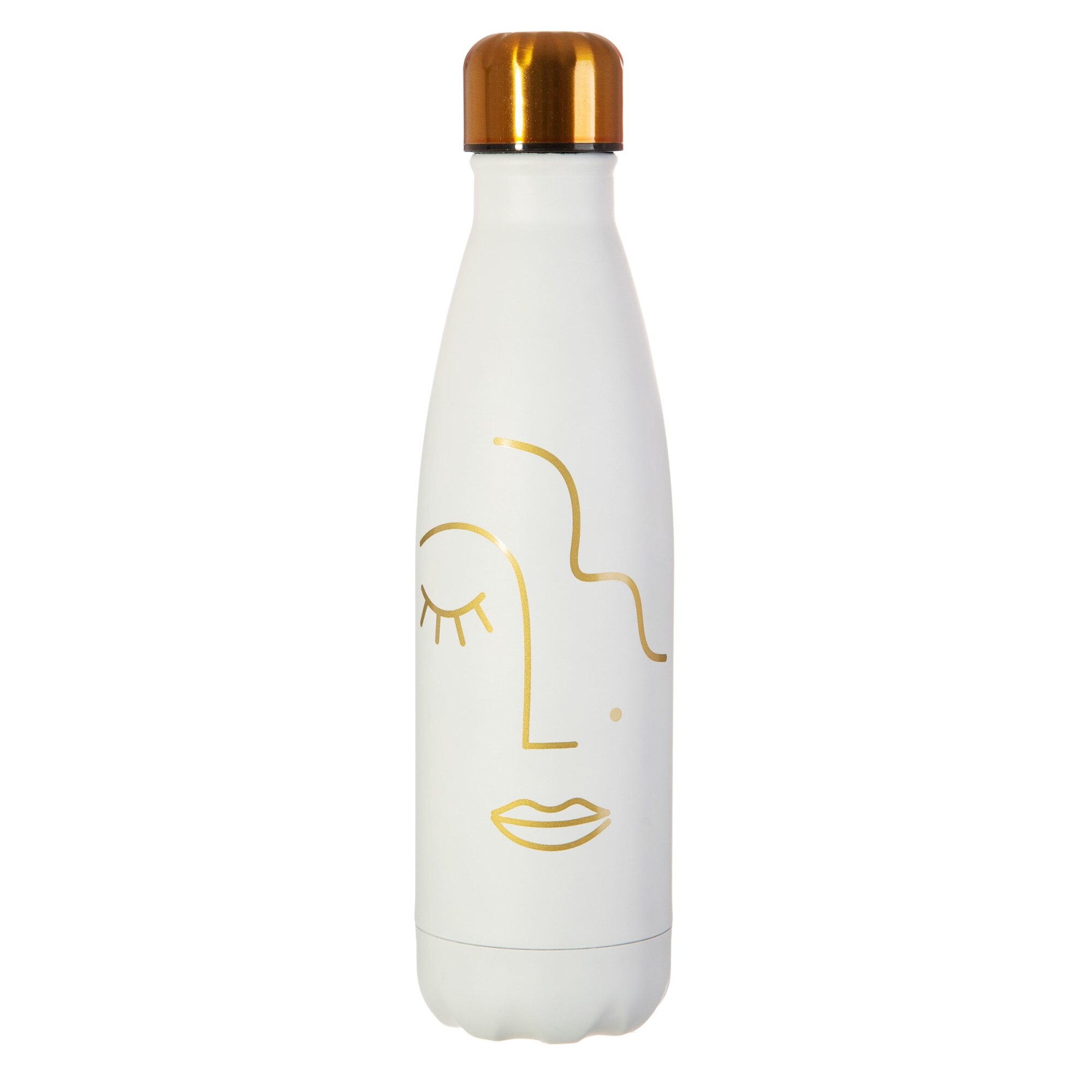 Sticla termos Abstract face, inox, alba, 560 ml