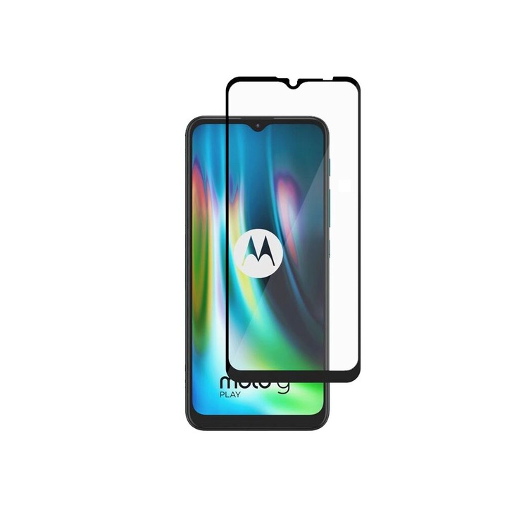MyScreen Diamond Edge Glass Foil kijelzővédő üvegfólia Motorola Moto G9 Play/Moto E7 Plus készülékhez, Full Glue, Átlátszó/fekete keret