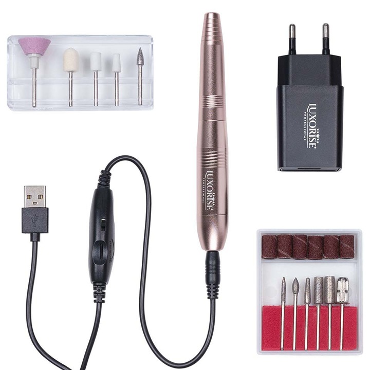 Freza Unghii cu Capat USB Titanium Travel - LUXORISE, Gold