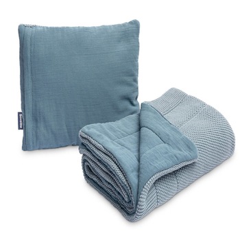 Set lenjerie de pat pentru copii pilota si perna Sensillo 307057, Albastru Set lenjerie de pat pentru copii pilota si perna Sensillo 307057, Albastru