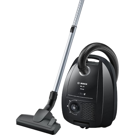 Aspirator cu sac Bosch BGL3309L, 600W, capacitate sac 4 L, Sistem Power Protect, tub telescopic din metal, duza tapiterie, fabricat in Germania, Negru