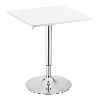 Masa bar Swansea W, en.casa, 60 x 60 cm, MDF/metal cromat, alb, forma patrata, inaltime reglabila Masa bar Swansea W, en.casa, 60 x 60 cm, MDF/metal cromat, alb, forma patrata, inaltime reglabila
