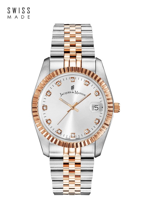 Jacques du Manoir, Analóg karóra kristályokkal díszítve, Ezüstszín/Aranyszín