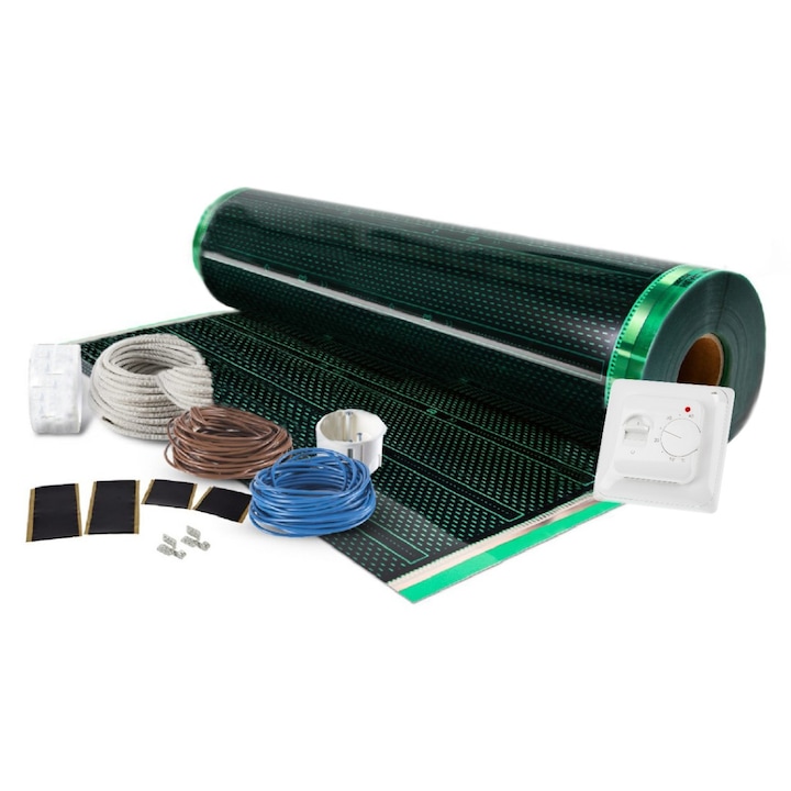 Kit incalzire pardoseala pentru parchet, cu folie incalzitoare 140 W / mp, pentru 1 mp cu termostat programabil