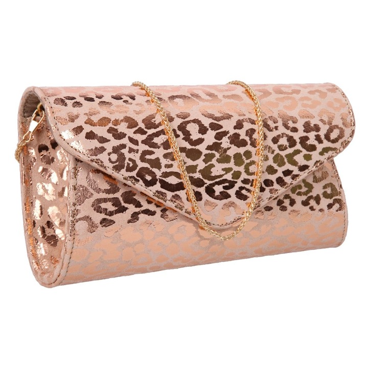 Bőrből készült boritéktáska, rózsaszin, párduc mintás, 08 modell, TheBagShop