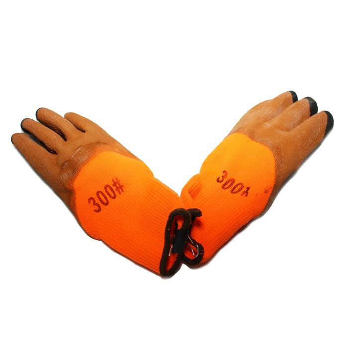 Manusi de protectie universale Micul Fermier, din material textil si PVC, de iarna, portocaliu/maro