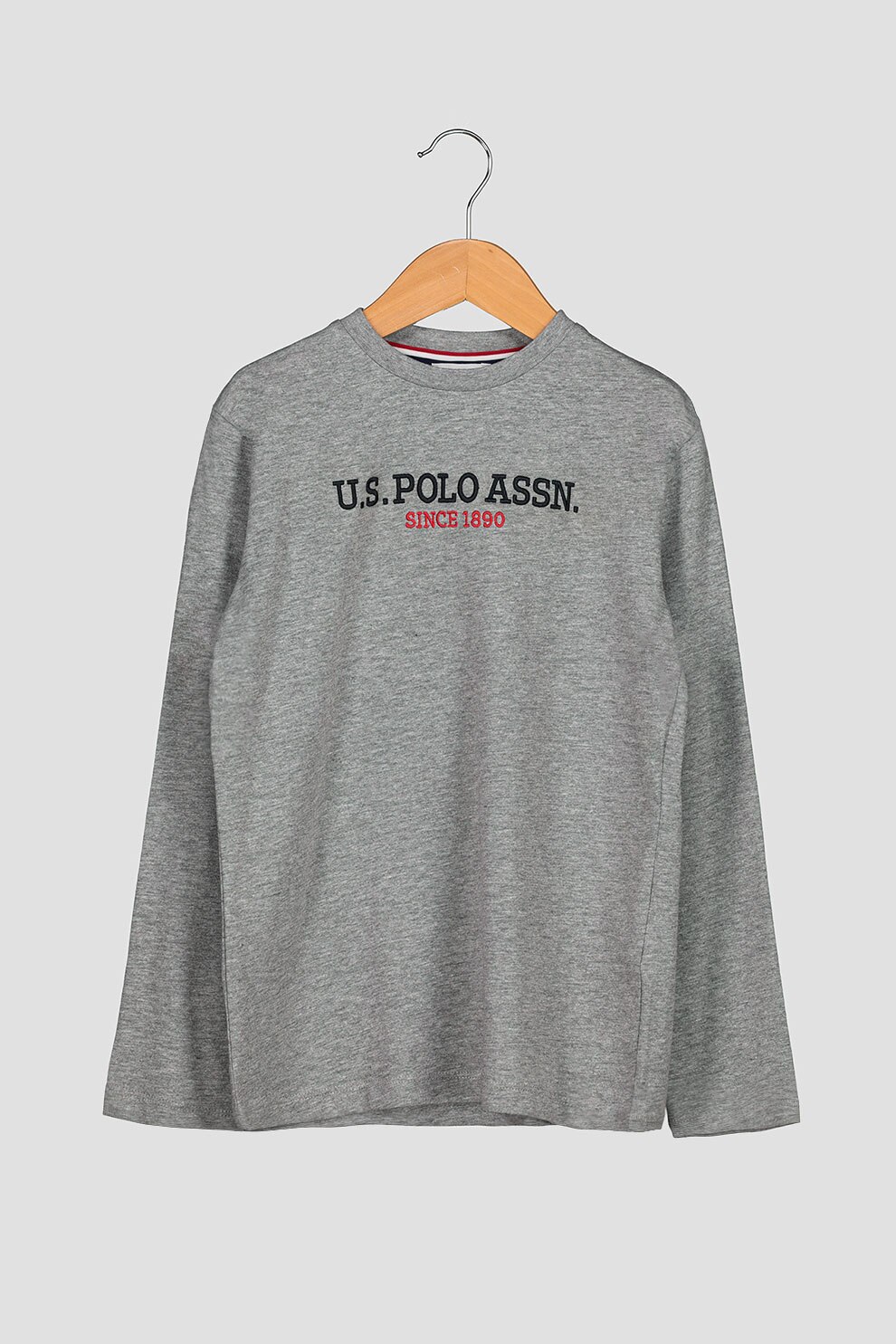 U.S. Polo Assn., Bluza cu decolteu la baza gatului si imprimeu logo, Gri, 142-148 CM