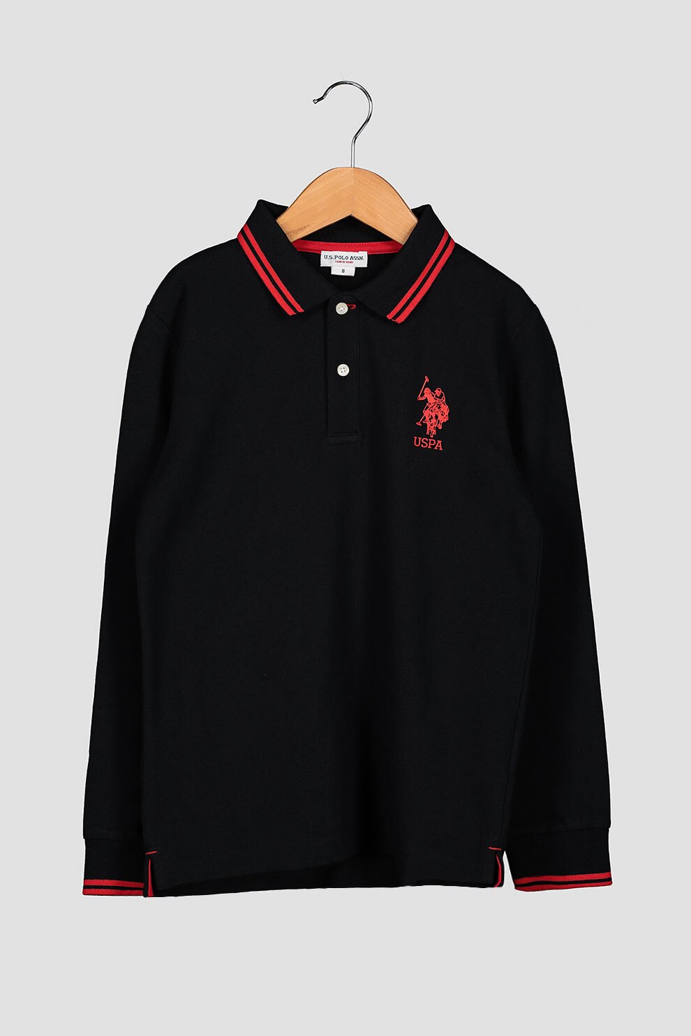 U.S. Polo Assn., Bluza polo din material pique, Negru
