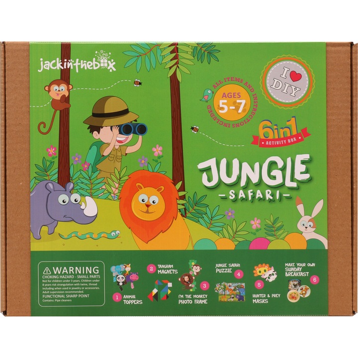 Set creatie Jack In The Box - Safari in jungla, 6 in 1