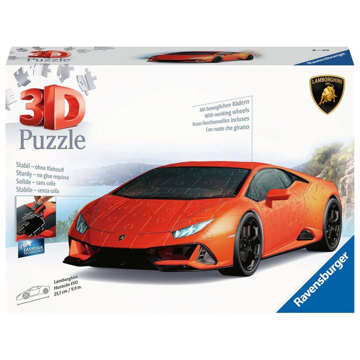 3D пъзел Ravensburger - Lamborghini Huracan, 108 части