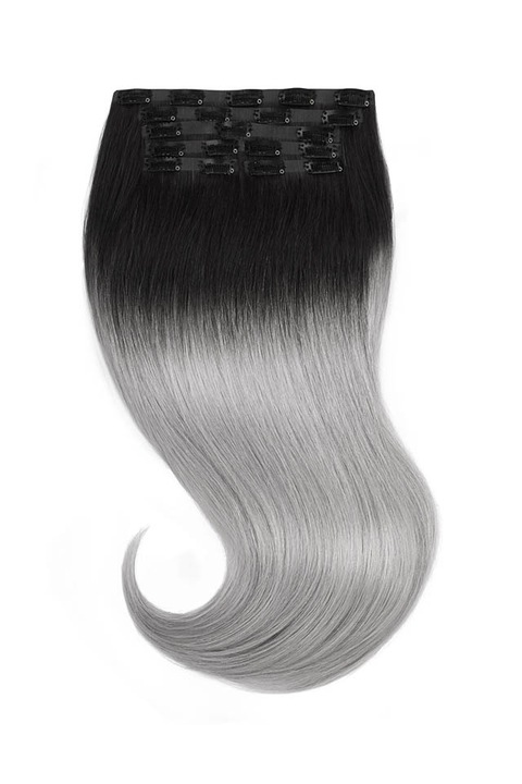 Естествена коса за удължаване Amora CLIP ON DELUXE Ombre 1/сива, 40 см ...
