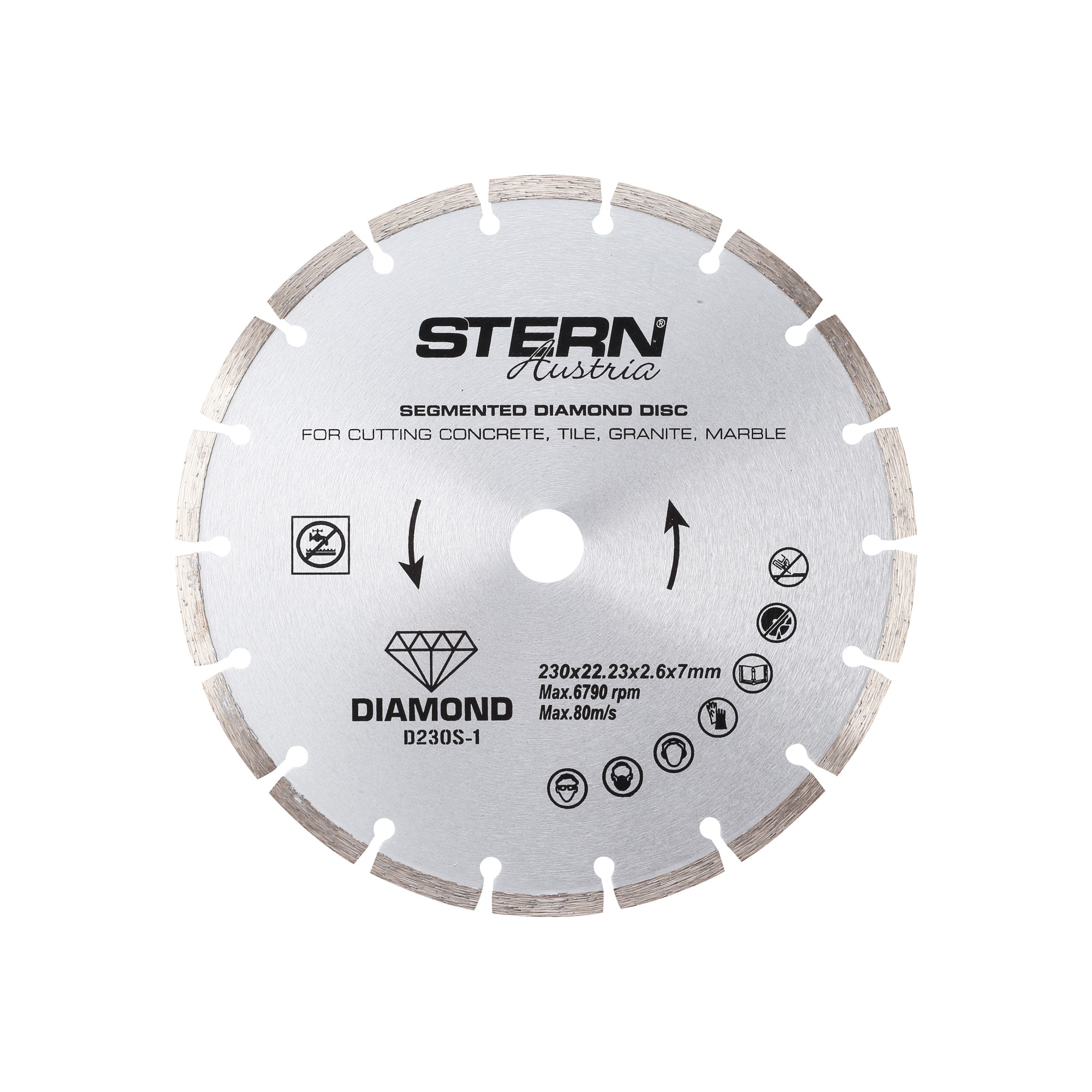 Disc diamantat segmentat Stern Austria D230S-1, 230 X 22.23 x 2.6 X 7 mm