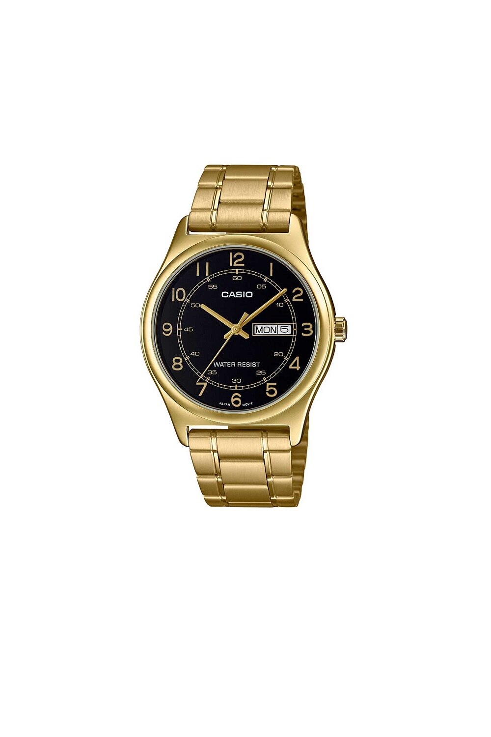 Ceas barbatesc, CASIO, MTP-V006G-1BUDF, Quartz, Casual, Cristal mineral, Otel, Negru/Auriu, 41 mm