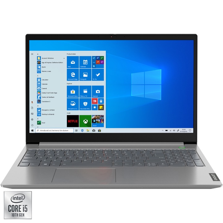 Laptop Lenovo ThinkBook 15 IIL cu procesor Intel Core i5-1035G1 pana la 3.60 Ghz, 15.6", Full HD, 8GB, 256GB SSD, Intel UHD Graphics,Windows 10 Pro, Mineral Grey