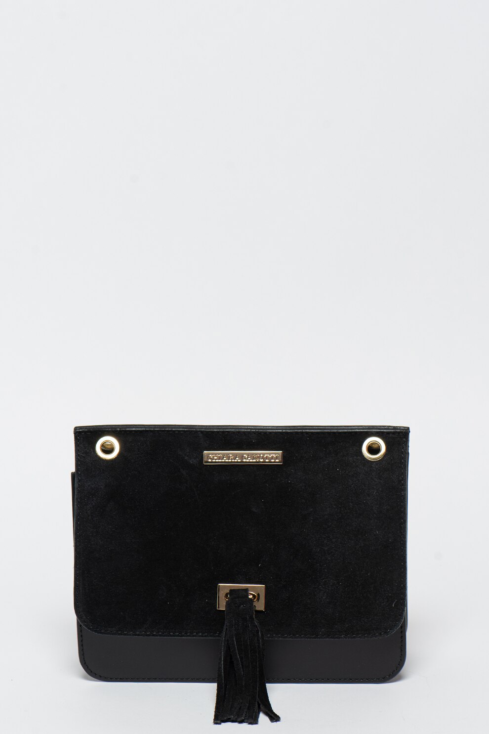 Chiara Canotti, Geanta de piele cu bareta de umar si clapa de piele sintetica, Negru