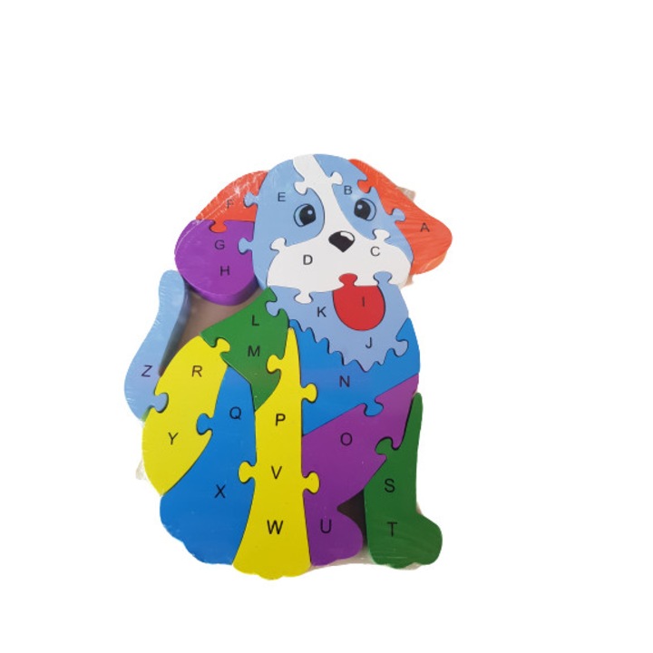 Puzzle Ahelos, kutya, fa, 26 db, tarka