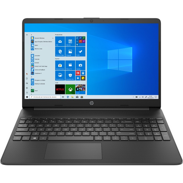 Laptop HP 15s-eq1049nq cu procesor AMD 3020e pana la 2.60 GHz, 15.6", HD, 4GB, 128GB SSD, AMD Radeon™ Graphics, Windows 10 Home S, Black