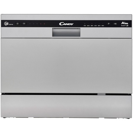 Masina de spalat vase Candy CDCP 6/E-S, 6 seturi, 6 programe, Clasa F, 55 cm, Argintiu