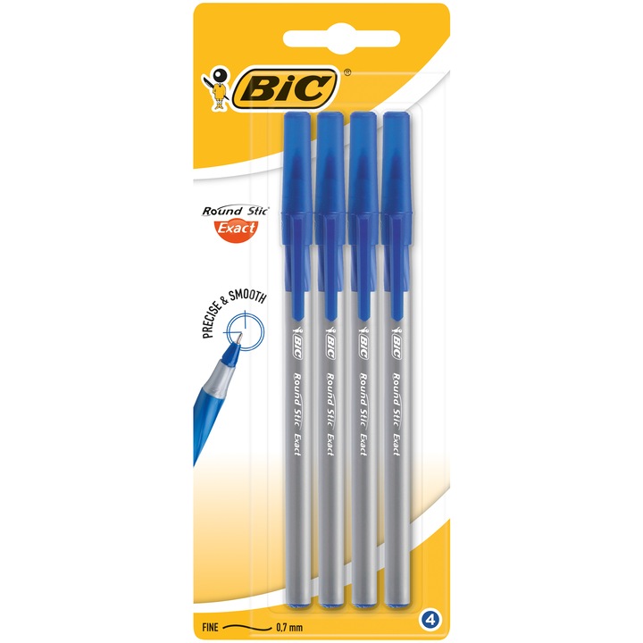 Химикал BIC Round Stic Exact, Син, 4 броя