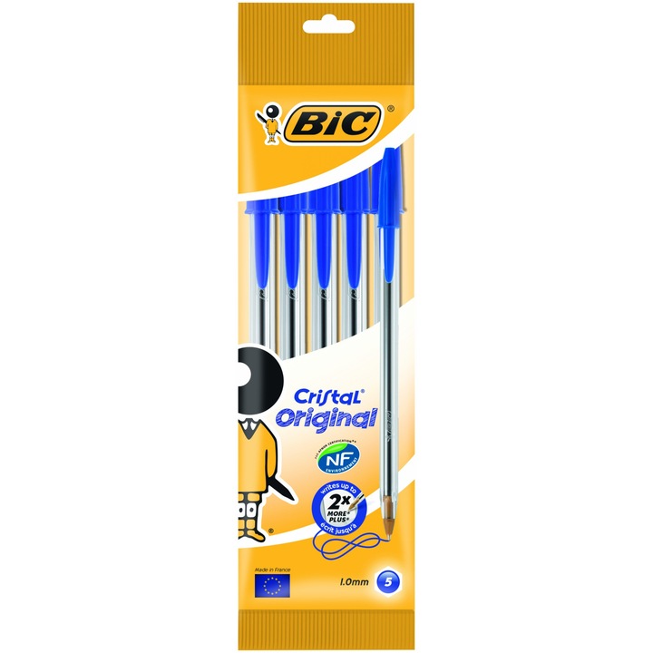 Химикал BIC Cristal Medium, Син, 4 броя